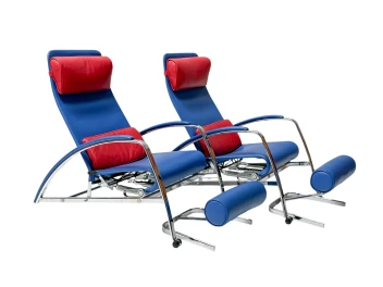 Pair of Grand Repos Lounge Chairs with Stools by Jean Prouvé Tecta , 1980s